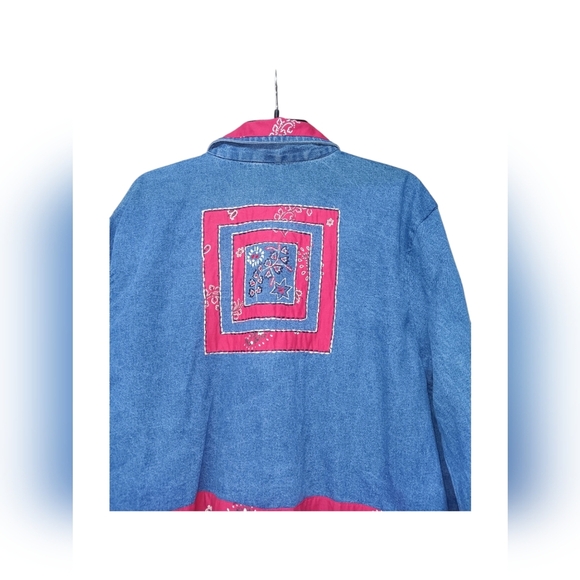 Denim Jacket with Red Bandana Trim - Picture 6 of 6